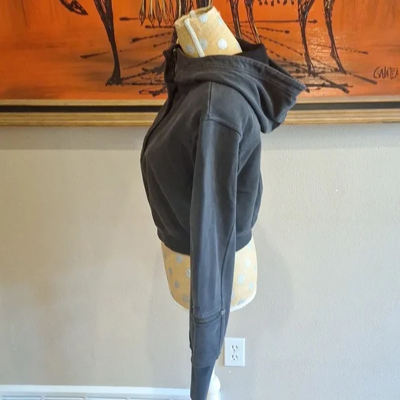 Free People FP Movement Cropped 3/4 Zip Hoodie Black Size Medium - Picture 4 of 11